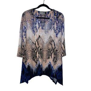JM Collection Embellished Handkerchief-Hem Tunic Indigo Petite XL